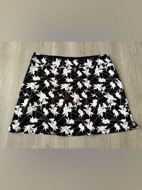 Tranquility Black White Floral Skort Womens Pull On Skirt Shorts Size Medium